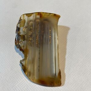 Antique  Agate Gemstone Brooch Polished Decorative Silver Tone Filigree Back